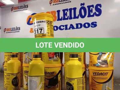 LOTE 317 - 01 LOTE COM VÁRIAS LATAS DE TINTA ASFÁLTICA E ADITIVO IMPERMEABILIZANTE DIVERSOS E 03 FRASCOS DE CONVERTEDOR DE FERRUGEM EM BASE PARA PINTURA. (NO ESTADO) ATENÇÃO! FAZER A VISITAÇÃO ANTES DE ARREMATAR, NÃO SABEMOS SE FUNCIONA. LEILÃO NÃO TEM GARANTIA E NEM DEVOLUÇÃO, SUJEITO A POSSÍVEIS AVARIAS VISÍVEIS/OCULTAS E/OU AUSÊNCIA DE COMPONENTES.