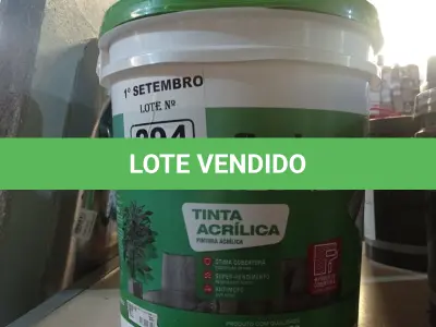 LOTE 294 - 01 BALDE DE TINTA ACRÍLICA INTERIORES 18L NA COR CONCRETO FOSCO. (NO ESTADO) ATENÇÃO! FAZER A VISITAÇÃO ANTES DE ARREMATAR, NÃO SABEMOS SE FUNCIONA. LEILÃO NÃO TEM GARANTIA E NEM DEVOLUÇÃO, SUJEITO A POSSÍVEIS AVARIAS VISÍVEIS/OCULTAS E/OU AUSÊNCIA DE COMPONENTES.