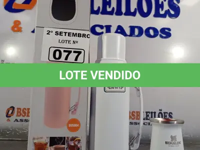 LOTE 077 - 01 GARRAFA TÉRMICA DE 1LITRO E 01 CUIA DE 160ML. (NO ESTADO) ATENÇÃO! FAZER A VISITAÇÃO ANTES DE ARREMATAR, NÃO SABEMOS SE FUNCIONA. LEILÃO NÃO TEM GARANTIA E NEM DEVOLUÇÃO, SUJEITO A POSSÍVEIS AVARIAS VISÍVEIS/OCULTAS E/OU AUSÊNCIA DE COMPONENTES.
