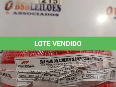LOTE 215 - 01 ROLO DE CABO FLEXÍVEL 100M 1X2,5MM NA COR VERMELHA(NOVO). (NO ESTADO) ATENÇÃO! FAZER A VISITAÇÃO ANTES DE ARREMATAR, NÃO SABEMOS SE FUNCIONA. LEILÃO NÃO TEM GARANTIA E NEM DEVOLUÇÃO, SUJEITO A POSSÍVEIS AVARIAS VISÍVEIS/OCULTAS E/OU AUSÊNCIA DE COMPONENTES.