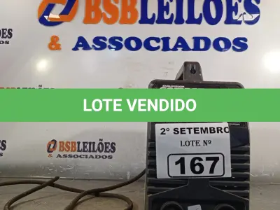 LOTE 167 - 01 INVERSORA DE SOLDA COMBAT 160 TURBO. (NO ESTADO) ATENÇÃO! FAZER A VISITAÇÃO ANTES DE ARREMATAR, NÃO SABEMOS SE FUNCIONA. LEILÃO NÃO TEM GARANTIA E NEM DEVOLUÇÃO, SUJEITO A POSSÍVEIS AVARIAS VISÍVEIS/OCULTAS E/OU AUSÊNCIA DE COMPONENTES.