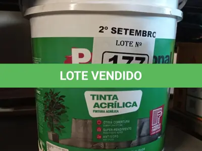 LOTE 177 - 01 BALDE DE TINTA ACRÍLICA 18L NA COR CONCRETO FOSCO. (NO ESTADO) ATENÇÃO! FAZER A VISITAÇÃO ANTES DE ARREMATAR, NÃO SABEMOS SE FUNCIONA. LEILÃO NÃO TEM GARANTIA E NEM DEVOLUÇÃO, SUJEITO A POSSÍVEIS AVARIAS VISÍVEIS/OCULTAS E/OU AUSÊNCIA DE COMPONENTES.