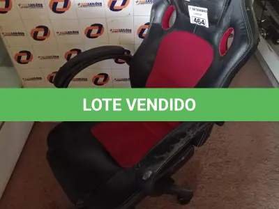 LOTE 464 - 01 CADEIRA GAMER. (NO ESTADO) ATENÇÃO! FAZER A VISITAÇÃO ANTES DE ARREMATAR, NÃO SABEMOS SE FUNCIONA. LEILÃO NÃO TEM GARANTIA E NEM DEVOLUÇÃO, SUJEITO A POSSÍVEIS AVARIAS VISÍVEIS/OCULTAS E/OU AUSÊNCIA DE COMPONENTES.