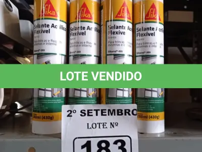 LOTE 183 - 16 TUBOS DE SELANTE ACRÍLICO FLEXÍVEL. (NO ESTADO) ATENÇÃO! FAZER A VISITAÇÃO ANTES DE ARREMATAR, NÃO SABEMOS SE FUNCIONA. LEILÃO NÃO TEM GARANTIA E NEM DEVOLUÇÃO, SUJEITO A POSSÍVEIS AVARIAS VISÍVEIS/OCULTAS E/OU AUSÊNCIA DE COMPONENTES.
