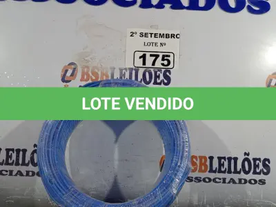 LOTE 175 - 01 ROLO DE CABO FLEXÍVEL 100M 1X2,5MM NA COR AZUL(NOVO). (NO ESTADO) ATENÇÃO! FAZER A VISITAÇÃO ANTES DE ARREMATAR, NÃO SABEMOS SE FUNCIONA. LEILÃO NÃO TEM GARANTIA E NEM DEVOLUÇÃO, SUJEITO A POSSÍVEIS AVARIAS VISÍVEIS/OCULTAS E/OU AUSÊNCIA DE COMPONENTES.