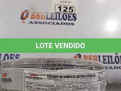 LOTE 125 - 01 ROLO DE CABO FLEXÍVEL 100M 1X2,5MM NA COR PRETA(NOVO). (NO ESTADO) ATENÇÃO! FAZER A VISITAÇÃO ANTES DE ARREMATAR, NÃO SABEMOS SE FUNCIONA. LEILÃO NÃO TEM GARANTIA E NEM DEVOLUÇÃO, SUJEITO A POSSÍVEIS AVARIAS VISÍVEIS/OCULTAS E/OU AUSÊNCIA DE COMPONENTES.