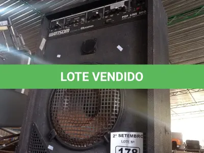 LOTE 178 - 01 CAIXA DE SOM AMPLIFICADA WATTSON POP LINE 200. (NO ESTADO) ATENÇÃO! FAZER A VISITAÇÃO ANTES DE ARREMATAR, NÃO SABEMOS SE FUNCIONA. LEILÃO NÃO TEM GARANTIA E NEM DEVOLUÇÃO, SUJEITO A POSSÍVEIS AVARIAS VISÍVEIS/OCULTAS E/OU AUSÊNCIA DE COMPONENTES.