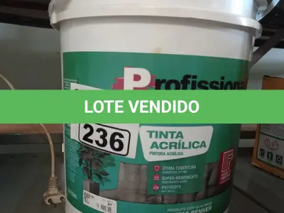 LOTE 236 - 01 BALDE DE TINTA ACRÍLICA 18L NA COR CONCRETO FOSCO. (NO ESTADO) ATENÇÃO! FAZER A VISITAÇÃO ANTES DE ARREMATAR, NÃO SABEMOS SE FUNCIONA. LEILÃO NÃO TEM GARANTIA E NEM DEVOLUÇÃO, SUJEITO A POSSÍVEIS AVARIAS VISÍVEIS/OCULTAS E/OU AUSÊNCIA DE COMPONENTES.