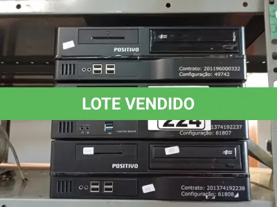 LOTE 224 - 02 CPU’S MARCAS POSITIVO. (NO ESTADO) ATENÇÃO! FAZER A VISITAÇÃO ANTES DE ARREMATAR, NÃO SABEMOS SE FUNCIONA. LEILÃO NÃO TEM GARANTIA E NEM DEVOLUÇÃO, SUJEITO A POSSÍVEIS AVARIAS VISÍVEIS/OCULTAS E/OU AUSÊNCIA DE COMPONENTES.