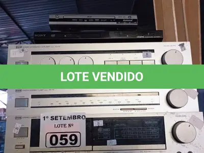 LOTE 059 - 02 APARELHOS DE DVD MARCAS E MODELOS DIVERSOS, 01 STÉREO INTEGRATED AMPLIFIER X-10, 01 AM/FM STÉREO TUNER SX-10 E 01 STÉREO CASSETE DECK DX-20 MARCAS CCE. (NO ESTADO) ATENÇÃO! FAZER A VISITAÇÃO ANTES DE ARREMATAR, NÃO SABEMOS SE FUNCIONA. LEILÃO NÃO TEM GARANTIA E NEM DEVOLUÇÃO, SUJEITO A POSSÍVEIS AVARIAS VISÍVEIS/OCULTAS E/OU AUSÊNCIA DE COMPONENTES.