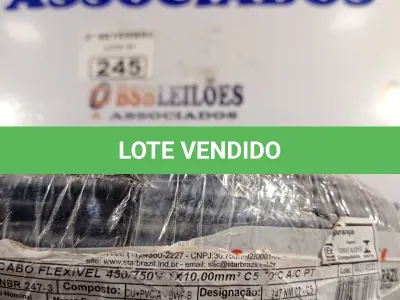 LOTE 245 - 01 ROLO DE CABO FLEXÍVEL 100M 1X10MM NA COR PRETA(NOVO). (NO ESTADO) ATENÇÃO! FAZER A VISITAÇÃO ANTES DE ARREMATAR, NÃO SABEMOS SE FUNCIONA. LEILÃO NÃO TEM GARANTIA E NEM DEVOLUÇÃO, SUJEITO A POSSÍVEIS AVARIAS VISÍVEIS/OCULTAS E/OU AUSÊNCIA DE COMPONENTES.