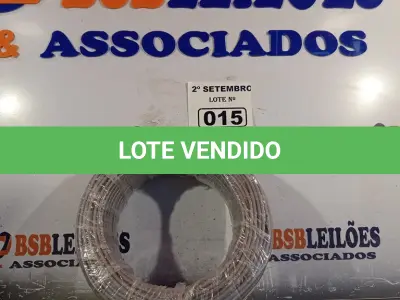 LOTE 015 - 01 ROLO DE CABO FLEXÍVEL 100M 1X4MM NA COR CINZA(NOVO). (NO ESTADO) ATENÇÃO! FAZER A VISITAÇÃO ANTES DE ARREMATAR, NÃO SABEMOS SE FUNCIONA. LEILÃO NÃO TEM GARANTIA E NEM DEVOLUÇÃO, SUJEITO A POSSÍVEIS AVARIAS VISÍVEIS/OCULTAS E/OU AUSÊNCIA DE COMPONENTES.