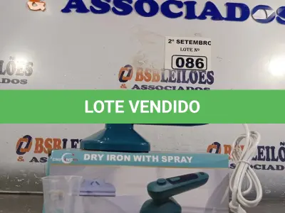 LOTE 086 - 01 FERRO A VAPOR PORTÁTIL. (NO ESTADO) ATENÇÃO! FAZER A VISITAÇÃO ANTES DE ARREMATAR, NÃO SABEMOS SE FUNCIONA. LEILÃO NÃO TEM GARANTIA E NEM DEVOLUÇÃO, SUJEITO A POSSÍVEIS AVARIAS VISÍVEIS/OCULTAS E/OU AUSÊNCIA DE COMPONENTES.