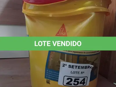 LOTE 254 - 01 BALDE DE SIKANOL ALVENARIA, ADITIVO PLASTIFICANTE PARA ARGAMASSA DE ASSENTAMENTO E REBOCO 18L. (NO ESTADO) ATENÇÃO! FAZER A VISITAÇÃO ANTES DE ARREMATAR, NÃO SABEMOS SE FUNCIONA. LEILÃO NÃO TEM GARANTIA E NEM DEVOLUÇÃO, SUJEITO A POSSÍVEIS AVARIAS VISÍVEIS/OCULTAS E/OU AUSÊNCIA DE COMPONENTES.