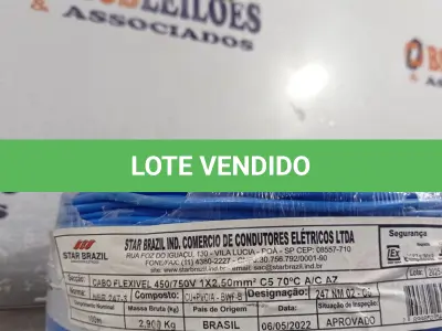 LOTE 205 - 01 ROLO DE CABO FLEXÍVEL 100M 1X2,5MM NA COR AZUL(NOVO). (NO ESTADO) ATENÇÃO! FAZER A VISITAÇÃO ANTES DE ARREMATAR, NÃO SABEMOS SE FUNCIONA. LEILÃO NÃO TEM GARANTIA E NEM DEVOLUÇÃO, SUJEITO A POSSÍVEIS AVARIAS VISÍVEIS/OCULTAS E/OU AUSÊNCIA DE COMPONENTES.