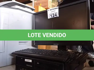 LOTE 124 - 01 CPU, 01 MONITOR E 01 TECLADO. (NO ESTADO) ATENÇÃO! FAZER A VISITAÇÃO ANTES DE ARREMATAR, NÃO SABEMOS SE FUNCIONA. LEILÃO NÃO TEM GARANTIA E NEM DEVOLUÇÃO, SUJEITO A POSSÍVEIS AVARIAS VISÍVEIS/OCULTAS E/OU AUSÊNCIA DE COMPONENTES.