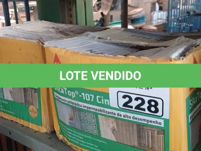 LOTE 228 - 02 CAIXAS DE SIKA TOP-107 CINZA, ARGAMASSA POLIMÉRICA IMPERMEABILIZANTE DE ALTO DESEMPENHO. (NO ESTADO) ATENÇÃO! FAZER A VISITAÇÃO ANTES DE ARREMATAR, NÃO SABEMOS SE FUNCIONA. LEILÃO NÃO TEM GARANTIA E NEM DEVOLUÇÃO, SUJEITO A POSSÍVEIS AVARIAS VISÍVEIS/OCULTAS E/OU AUSÊNCIA DE COMPONENTES.