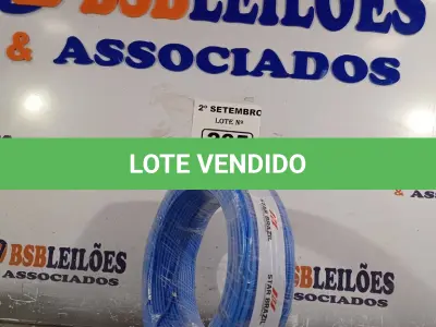 LOTE 205 - 01 ROLO DE CABO FLEXÍVEL 100M 1X2,5MM NA COR AZUL(NOVO). (NO ESTADO) ATENÇÃO! FAZER A VISITAÇÃO ANTES DE ARREMATAR, NÃO SABEMOS SE FUNCIONA. LEILÃO NÃO TEM GARANTIA E NEM DEVOLUÇÃO, SUJEITO A POSSÍVEIS AVARIAS VISÍVEIS/OCULTAS E/OU AUSÊNCIA DE COMPONENTES.