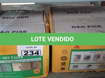 LOTE 234 - 02 CAIXAS DE SIKA TOP-107 CINZA, ARGAMASSA POLIMÉRICA IMPERMEABILIZANTE DE ALTO DESEMPENHO. (NO ESTADO) ATENÇÃO! FAZER A VISITAÇÃO ANTES DE ARREMATAR, NÃO SABEMOS SE FUNCIONA. LEILÃO NÃO TEM GARANTIA E NEM DEVOLUÇÃO, SUJEITO A POSSÍVEIS AVARIAS VISÍVEIS/OCULTAS E/OU AUSÊNCIA DE COMPONENTES.
