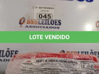 LOTE 045 - 01 ROLO DE CABO FLEXÍVEL 100M 1X4MM NA COR VERMELHA(NOVO). (NO ESTADO) ATENÇÃO! FAZER A VISITAÇÃO ANTES DE ARREMATAR, NÃO SABEMOS SE FUNCIONA. LEILÃO NÃO TEM GARANTIA E NEM DEVOLUÇÃO, SUJEITO A POSSÍVEIS AVARIAS VISÍVEIS/OCULTAS E/OU AUSÊNCIA DE COMPONENTES.