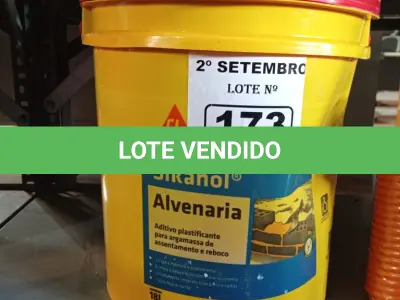 LOTE 173 - 01 BALDE DE SIKANOL ALVENARIA, ADITIVO PLASTIFICANTE PARA ARGAMASSA DE ASSENTAMENTO E REBOCO 18L. (NO ESTADO) ATENÇÃO! FAZER A VISITAÇÃO ANTES DE ARREMATAR, NÃO SABEMOS SE FUNCIONA. LEILÃO NÃO TEM GARANTIA E NEM DEVOLUÇÃO, SUJEITO A POSSÍVEIS AVARIAS VISÍVEIS/OCULTAS E/OU AUSÊNCIA DE COMPONENTES.