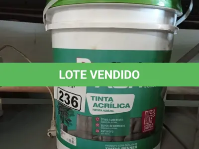 LOTE 236 - 01 BALDE DE TINTA ACRÍLICA 18L NA COR CONCRETO FOSCO. (NO ESTADO) ATENÇÃO! FAZER A VISITAÇÃO ANTES DE ARREMATAR, NÃO SABEMOS SE FUNCIONA. LEILÃO NÃO TEM GARANTIA E NEM DEVOLUÇÃO, SUJEITO A POSSÍVEIS AVARIAS VISÍVEIS/OCULTAS E/OU AUSÊNCIA DE COMPONENTES.