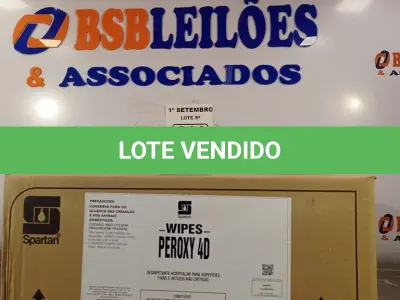LOTE 611 - 01 CAIXA DE PEROXY 4D, DESINFETANTE HOSPITALAR PARA SUPERFÍCIES FIXAS E ARTIGOS NÃO CRÍTICOS COM 06 POTES CADA. (NO ESTADO) ATENÇÃO! FAZER A VISITAÇÃO ANTES DE ARREMATAR, NÃO SABEMOS SE FUNCIONA. LEILÃO NÃO TEM GARANTIA E NEM DEVOLUÇÃO, SUJEITO A POSSÍVEIS AVARIAS VISÍVEIS/OCULTAS E/OU AUSÊNCIA DE COMPONENTES.