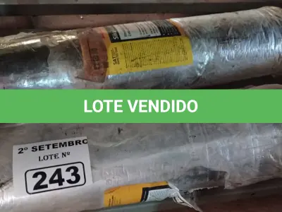 LOTE 243 - 02 ROLOS DE MANTA ASFÁLTICA MULTIUSO. (NO ESTADO) ATENÇÃO! FAZER A VISITAÇÃO ANTES DE ARREMATAR, NÃO SABEMOS SE FUNCIONA. LEILÃO NÃO TEM GARANTIA E NEM DEVOLUÇÃO, SUJEITO A POSSÍVEIS AVARIAS VISÍVEIS/OCULTAS E/OU AUSÊNCIA DE COMPONENTES.