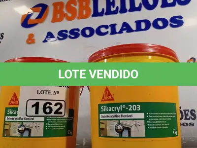 LOTE 162 - 02 BALDES DE SIKACRYL-203, SELANTE ACRÍLICO FLEXÍVEL 5KG. (NO ESTADO) ATENÇÃO! FAZER A VISITAÇÃO ANTES DE ARREMATAR, NÃO SABEMOS SE FUNCIONA. LEILÃO NÃO TEM GARANTIA E NEM DEVOLUÇÃO, SUJEITO A POSSÍVEIS AVARIAS VISÍVEIS/OCULTAS E/OU AUSÊNCIA DE COMPONENTES.