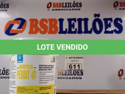 LOTE 611 - 01 CAIXA DE PEROXY 4D, DESINFETANTE HOSPITALAR PARA SUPERFÍCIES FIXAS E ARTIGOS NÃO CRÍTICOS COM 06 POTES CADA. (NO ESTADO) ATENÇÃO! FAZER A VISITAÇÃO ANTES DE ARREMATAR, NÃO SABEMOS SE FUNCIONA. LEILÃO NÃO TEM GARANTIA E NEM DEVOLUÇÃO, SUJEITO A POSSÍVEIS AVARIAS VISÍVEIS/OCULTAS E/OU AUSÊNCIA DE COMPONENTES.