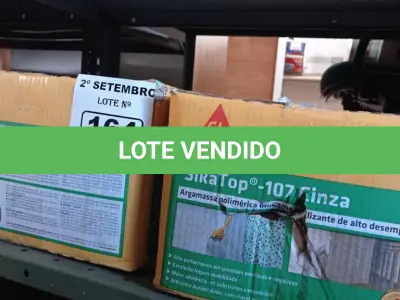LOTE 164 - 02 CAIXAS DE SIKA TOP-107 CINZA, ARGAMASSA POLIMÉRICA IMPERMEABILIZANTE DE ALTO DESEMPENHO. (NO ESTADO) ATENÇÃO! FAZER A VISITAÇÃO ANTES DE ARREMATAR, NÃO SABEMOS SE FUNCIONA. LEILÃO NÃO TEM GARANTIA E NEM DEVOLUÇÃO, SUJEITO A POSSÍVEIS AVARIAS VISÍVEIS/OCULTAS E/OU AUSÊNCIA DE COMPONENTES.