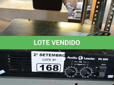 LOTE 168 - 01 AMPLIFICADOR ÁUDIO LEADER PA-600. (NO ESTADO) ATENÇÃO! FAZER A VISITAÇÃO ANTES DE ARREMATAR, NÃO SABEMOS SE FUNCIONA. LEILÃO NÃO TEM GARANTIA E NEM DEVOLUÇÃO, SUJEITO A POSSÍVEIS AVARIAS VISÍVEIS/OCULTAS E/OU AUSÊNCIA DE COMPONENTES.
