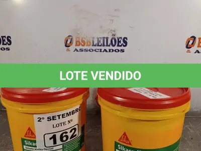 LOTE 162 - 02 BALDES DE SIKACRYL-203, SELANTE ACRÍLICO FLEXÍVEL 5KG. (NO ESTADO) ATENÇÃO! FAZER A VISITAÇÃO ANTES DE ARREMATAR, NÃO SABEMOS SE FUNCIONA. LEILÃO NÃO TEM GARANTIA E NEM DEVOLUÇÃO, SUJEITO A POSSÍVEIS AVARIAS VISÍVEIS/OCULTAS E/OU AUSÊNCIA DE COMPONENTES.