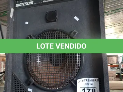 LOTE 178 - 01 CAIXA DE SOM AMPLIFICADA WATTSON POP LINE 200. (NO ESTADO) ATENÇÃO! FAZER A VISITAÇÃO ANTES DE ARREMATAR, NÃO SABEMOS SE FUNCIONA. LEILÃO NÃO TEM GARANTIA E NEM DEVOLUÇÃO, SUJEITO A POSSÍVEIS AVARIAS VISÍVEIS/OCULTAS E/OU AUSÊNCIA DE COMPONENTES.