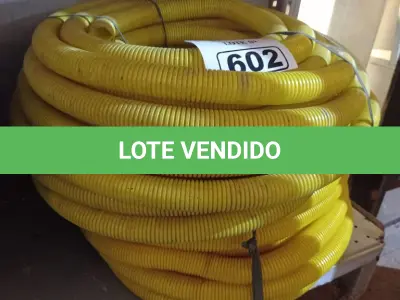 LOTE 602 - 02 ROLOS DE MANGUEIRA CORRUGADA. (NO ESTADO) ATENÇÃO! FAZER A VISITAÇÃO ANTES DE ARREMATAR, NÃO SABEMOS SE FUNCIONA. LEILÃO NÃO TEM GARANTIA E NEM DEVOLUÇÃO, SUJEITO A POSSÍVEIS AVARIAS VISÍVEIS/OCULTAS E/OU AUSÊNCIA DE COMPONENTES.