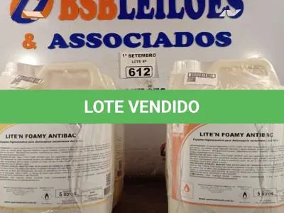 LOTE 612 - 20 LITROS DE SABONETE DE ESPUMA ANTISSÉPTICO. (NO ESTADO) ATENÇÃO! FAZER A VISITAÇÃO ANTES DE ARREMATAR, NÃO SABEMOS SE FUNCIONA. LEILÃO NÃO TEM GARANTIA E NEM DEVOLUÇÃO, SUJEITO A POSSÍVEIS AVARIAS VISÍVEIS/OCULTAS E/OU AUSÊNCIA DE COMPONENTES.