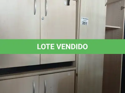 LOTE 251 - 02 ARMÁRIOS BAIXOS COM 02 PORTAS E 01 ARMÁRIO ALTO COM 01 PORTA E 01 PRATELEIRA. (NO ESTADO) ATENÇÃO! FAZER A VISITAÇÃO ANTES DE ARREMATAR, NÃO SABEMOS SE FUNCIONA. LEILÃO NÃO TEM GARANTIA E NEM DEVOLUÇÃO, SUJEITO A POSSÍVEIS AVARIAS VISÍVEIS/OCULTAS E/OU AUSÊNCIA DE COMPONENTES.