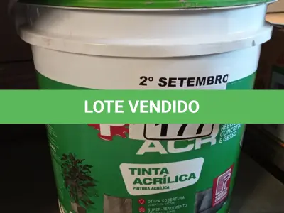 LOTE 177 - 01 BALDE DE TINTA ACRÍLICA 18L NA COR CONCRETO FOSCO. (NO ESTADO) ATENÇÃO! FAZER A VISITAÇÃO ANTES DE ARREMATAR, NÃO SABEMOS SE FUNCIONA. LEILÃO NÃO TEM GARANTIA E NEM DEVOLUÇÃO, SUJEITO A POSSÍVEIS AVARIAS VISÍVEIS/OCULTAS E/OU AUSÊNCIA DE COMPONENTES.