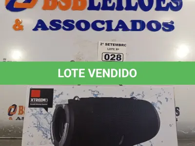 LOTE 028 - 01 CAIXA DE SOM BLUETOOTH. (NO ESTADO) ATENÇÃO! FAZER A VISITAÇÃO ANTES DE ARREMATAR, NÃO SABEMOS SE FUNCIONA. LEILÃO NÃO TEM GARANTIA E NEM DEVOLUÇÃO, SUJEITO A POSSÍVEIS AVARIAS VISÍVEIS/OCULTAS E/OU AUSÊNCIA DE COMPONENTES.