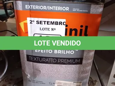 LOTE 187 - 01 LATA DE TEXTURATTO EFEITO BRILHO SUVINIL. (NO ESTADO) ATENÇÃO! FAZER A VISITAÇÃO ANTES DE ARREMATAR, NÃO SABEMOS SE FUNCIONA. LEILÃO NÃO TEM GARANTIA E NEM DEVOLUÇÃO, SUJEITO A POSSÍVEIS AVARIAS VISÍVEIS/OCULTAS E/OU AUSÊNCIA DE COMPONENTES.