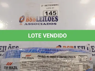 LOTE 145 - 01 ROLO DE CABO FLEXÍVEL 100M 1X4MM NA COR AZUL(NOVO). (NO ESTADO) ATENÇÃO! FAZER A VISITAÇÃO ANTES DE ARREMATAR, NÃO SABEMOS SE FUNCIONA. LEILÃO NÃO TEM GARANTIA E NEM DEVOLUÇÃO, SUJEITO A POSSÍVEIS AVARIAS VISÍVEIS/OCULTAS E/OU AUSÊNCIA DE COMPONENTES.