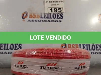 LOTE 195 - 01 ROLO DE CABO FLEXÍVEL 100M 1X2,5MM NA COR VERMELHA(NOVO). (NO ESTADO) ATENÇÃO! FAZER A VISITAÇÃO ANTES DE ARREMATAR, NÃO SABEMOS SE FUNCIONA. LEILÃO NÃO TEM GARANTIA E NEM DEVOLUÇÃO, SUJEITO A POSSÍVEIS AVARIAS VISÍVEIS/OCULTAS E/OU AUSÊNCIA DE COMPONENTES.