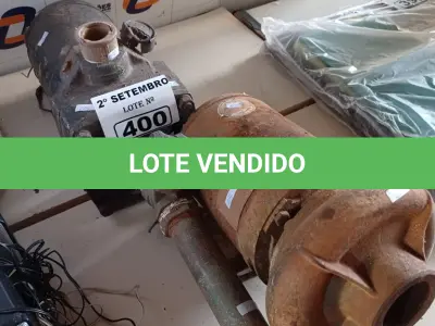LOTE 400 - 02 BOMBAS D’AGUA. (NO ESTADO) ATENÇÃO! FAZER A VISITAÇÃO ANTES DE ARREMATAR, NÃO SABEMOS SE FUNCIONA. LEILÃO NÃO TEM GARANTIA E NEM DEVOLUÇÃO, SUJEITO A POSSÍVEIS AVARIAS VISÍVEIS/OCULTAS E/OU AUSÊNCIA DE COMPONENTES.