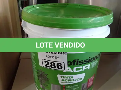 LOTE 286 - 01 BALDE DE TINTA ACRÍLICA 18L NA COR CONCRETO FOSCO. (NO ESTADO) ATENÇÃO! FAZER A VISITAÇÃO ANTES DE ARREMATAR, NÃO SABEMOS SE FUNCIONA. LEILÃO NÃO TEM GARANTIA E NEM DEVOLUÇÃO, SUJEITO A POSSÍVEIS AVARIAS VISÍVEIS/OCULTAS E/OU AUSÊNCIA DE COMPONENTES.