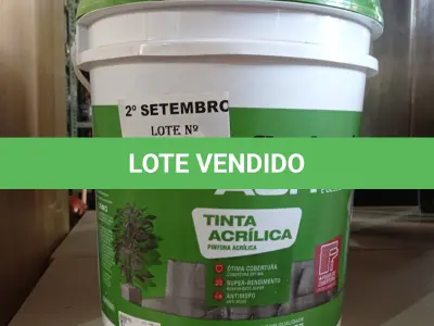 LOTE 286 - 01 BALDE DE TINTA ACRÍLICA 18L NA COR CONCRETO FOSCO. (NO ESTADO) ATENÇÃO! FAZER A VISITAÇÃO ANTES DE ARREMATAR, NÃO SABEMOS SE FUNCIONA. LEILÃO NÃO TEM GARANTIA E NEM DEVOLUÇÃO, SUJEITO A POSSÍVEIS AVARIAS VISÍVEIS/OCULTAS E/OU AUSÊNCIA DE COMPONENTES.