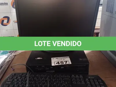 LOTE 457 - 01 CPU, 01 MONITOR E 02 TECLADOS. (NO ESTADO) ATENÇÃO! FAZER A VISITAÇÃO ANTES DE ARREMATAR, NÃO SABEMOS SE FUNCIONA. LEILÃO NÃO TEM GARANTIA E NEM DEVOLUÇÃO, SUJEITO A POSSÍVEIS AVARIAS VISÍVEIS/OCULTAS E/OU AUSÊNCIA DE COMPONENTES.