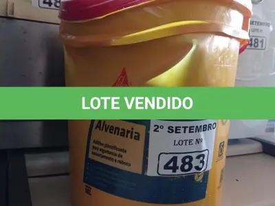 LOTE 483 - 01 BALDE DE SIKANOL ALVENARIA, ADITIVO PLASTIFICANTE PARA ARGAMASSA DE ASSENTAMENTO E REBOCO 18L. (NO ESTADO) ATENÇÃO! FAZER A VISITAÇÃO ANTES DE ARREMATAR, NÃO SABEMOS SE FUNCIONA. LEILÃO NÃO TEM GARANTIA E NEM DEVOLUÇÃO, SUJEITO A POSSÍVEIS AVARIAS VISÍVEIS/OCULTAS E/OU AUSÊNCIA DE COMPONENTES.