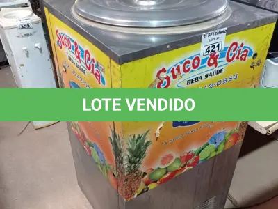 LOTE 421 - 01 REFRESQUEIRA INDUSTRIAL EM AÇO INOX. (NO ESTADO) ATENÇÃO! FAZER A VISITAÇÃO ANTES DE ARREMATAR, NÃO SABEMOS SE FUNCIONA. LEILÃO NÃO TEM GARANTIA E NEM DEVOLUÇÃO, SUJEITO A POSSÍVEIS AVARIAS VISÍVEIS/OCULTAS E/OU AUSÊNCIA DE COMPONENTES.