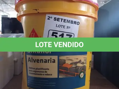 LOTE 517 - 01 BALDE DE SIKANOL ALVENARIA, ADITIVO PLASTIFICANTE PARA ARGAMASSA DE ASSENTAMENTO E REBOCO 18L. (NO ESTADO) ATENÇÃO! FAZER A VISITAÇÃO ANTES DE ARREMATAR, NÃO SABEMOS SE FUNCIONA. LEILÃO NÃO TEM GARANTIA E NEM DEVOLUÇÃO, SUJEITO A POSSÍVEIS AVARIAS VISÍVEIS/OCULTAS E/OU AUSÊNCIA DE COMPONENTES.