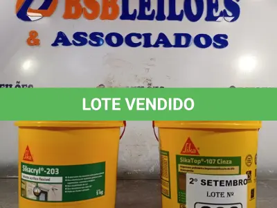 LOTE 398 - 01 BALDE DE SIKACRYL-203, SELANTE ACRÍLICO FLEXÍVEL 5KG E 01 BALDE DE SIKA TOP 107 CINZA, ARGAMASSA POLIMÉRICA IMPERMEABILIZANTE DE ALTO DESEMPENHO.  (NO ESTADO) ATENÇÃO! FAZER A VISITAÇÃO ANTES DE ARREMATAR, NÃO SABEMOS SE FUNCIONA. LEILÃO NÃO TEM GARANTIA E NEM DEVOLUÇÃO, SUJEITO A POSSÍVEIS AVARIAS VISÍVEIS/OCULTAS E/OU AUSÊNCIA DE COMPONENTES.
